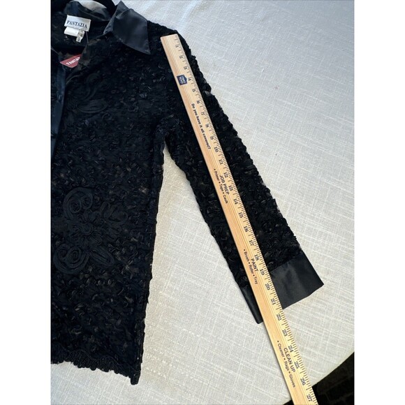 Fantazia Black Floral Sheer Lace Size M Artsy Y2K Elegant Whimsigoth Floral - Picture 9 of 12